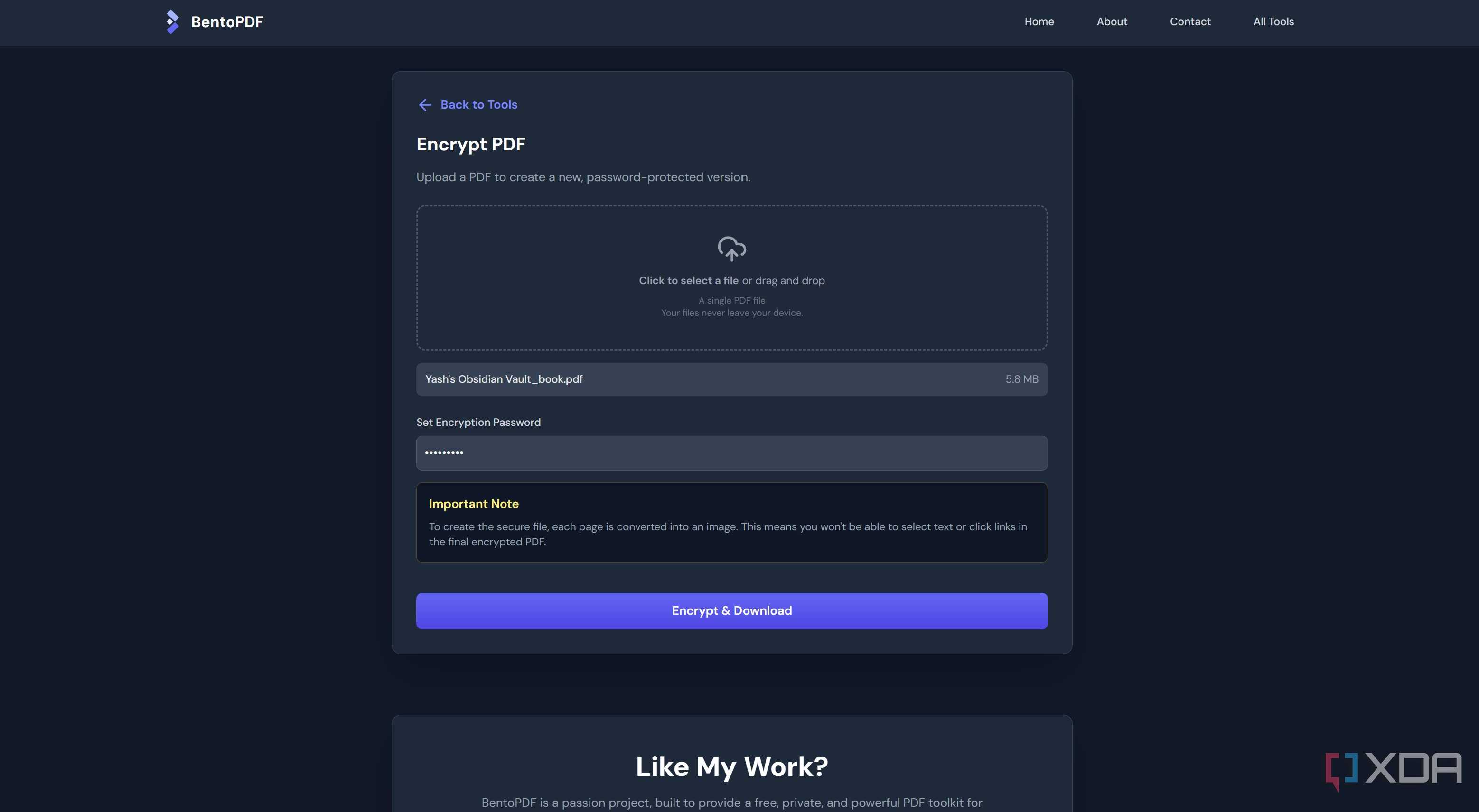 Encrypt PDF in BentoPDF