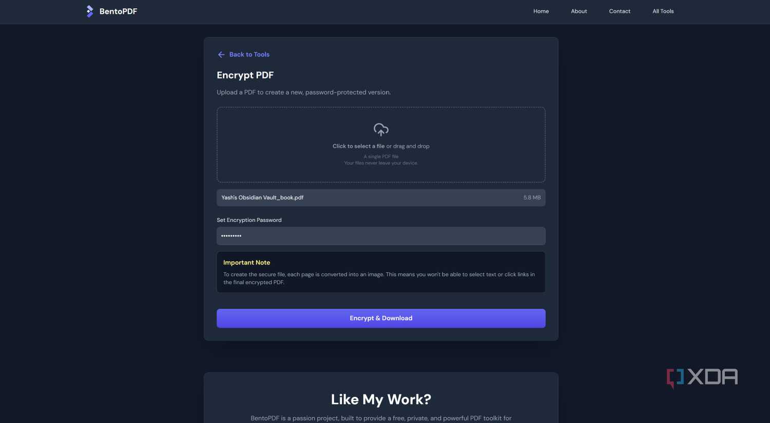 Encrypt PDF in BentoPDF