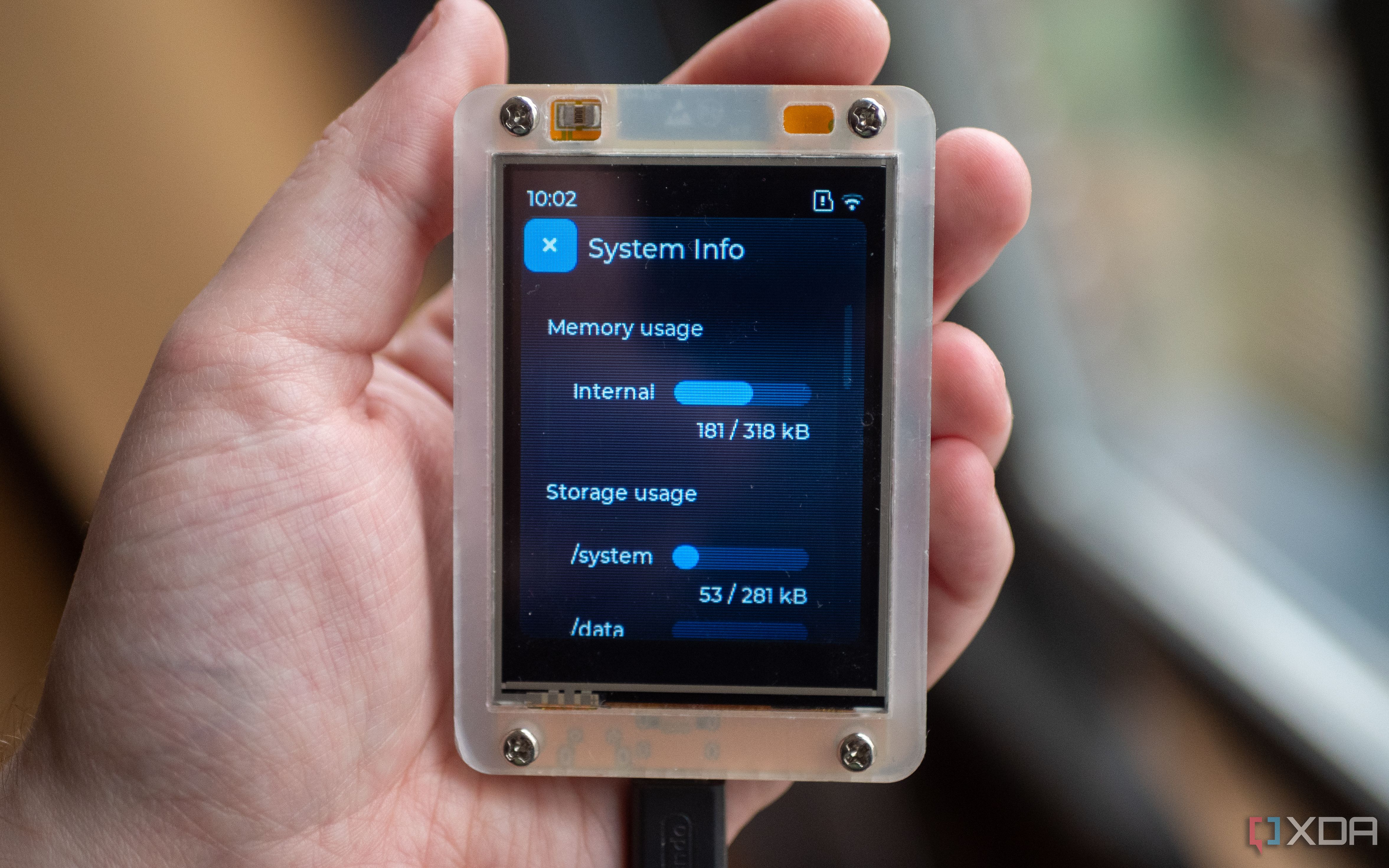 System info shown on the ESP32 running Tactility