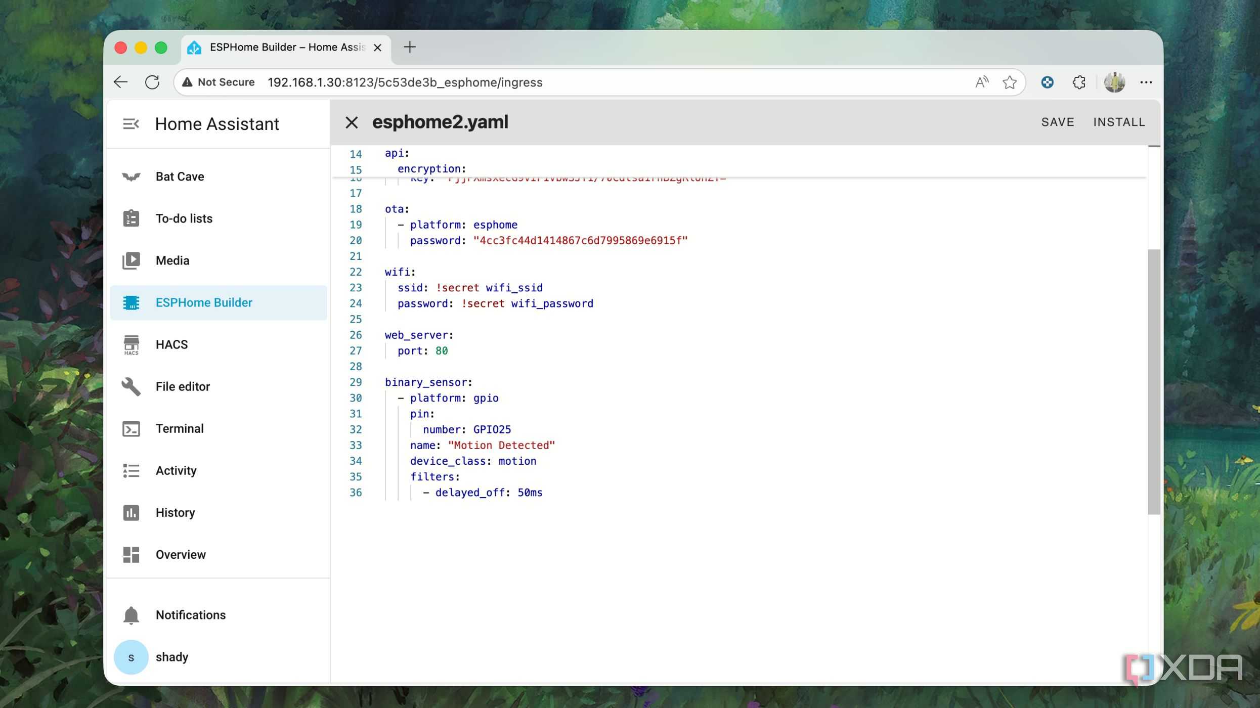 Adding ESPHome YAML code for motionsensor