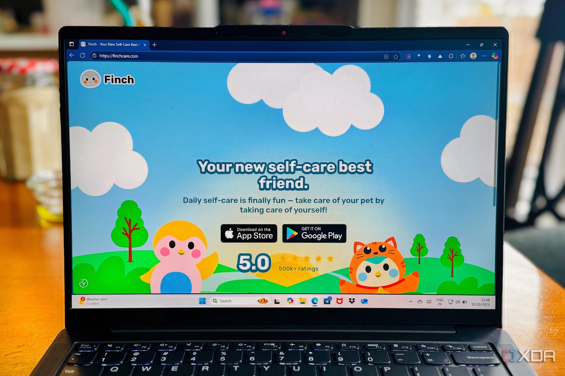 Photo of Finch homepage on laptop screen