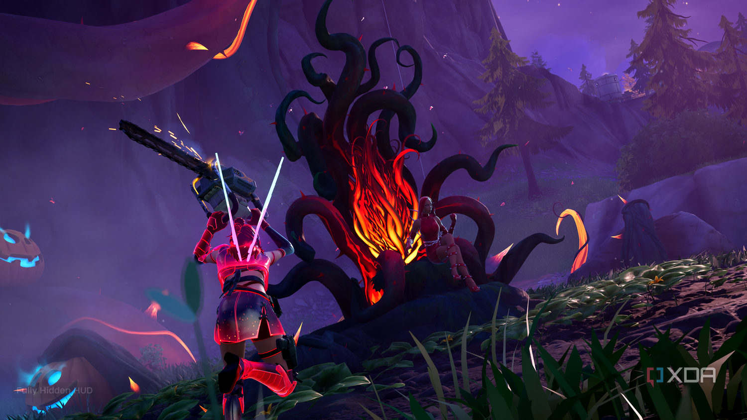Wielding a chainsaw at Doja Cat in Fortnitemares 2025.