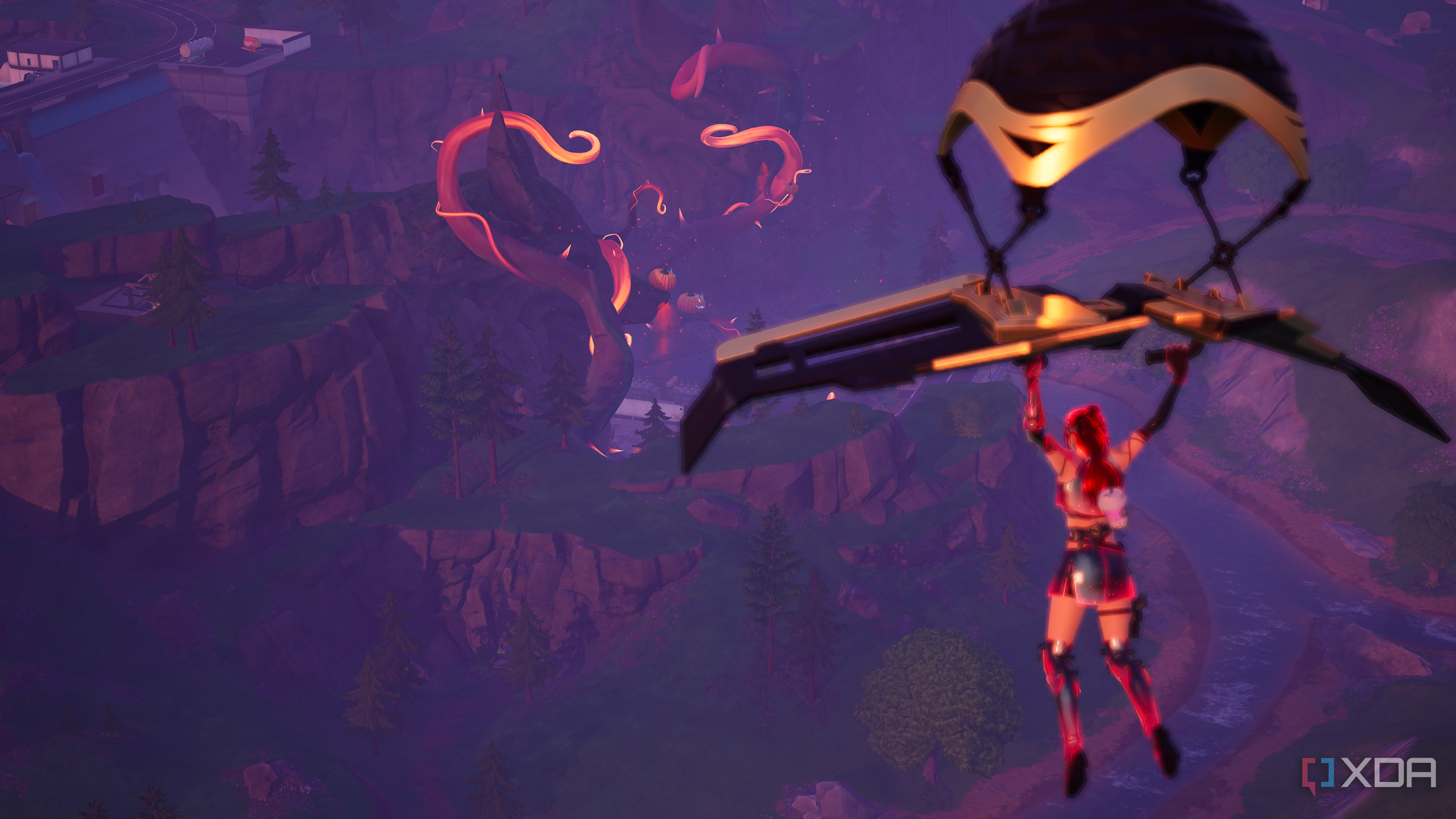 Flying into Gourdy Gate in Fortnitemares 2025.