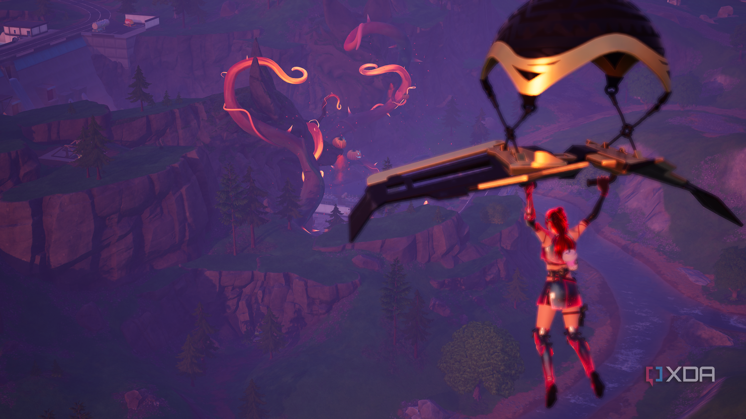 Flying into Gourdy Gate in Fortnitemares 2025.