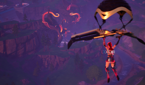 Flying into Gourdy Gate in Fortnitemares 2025.