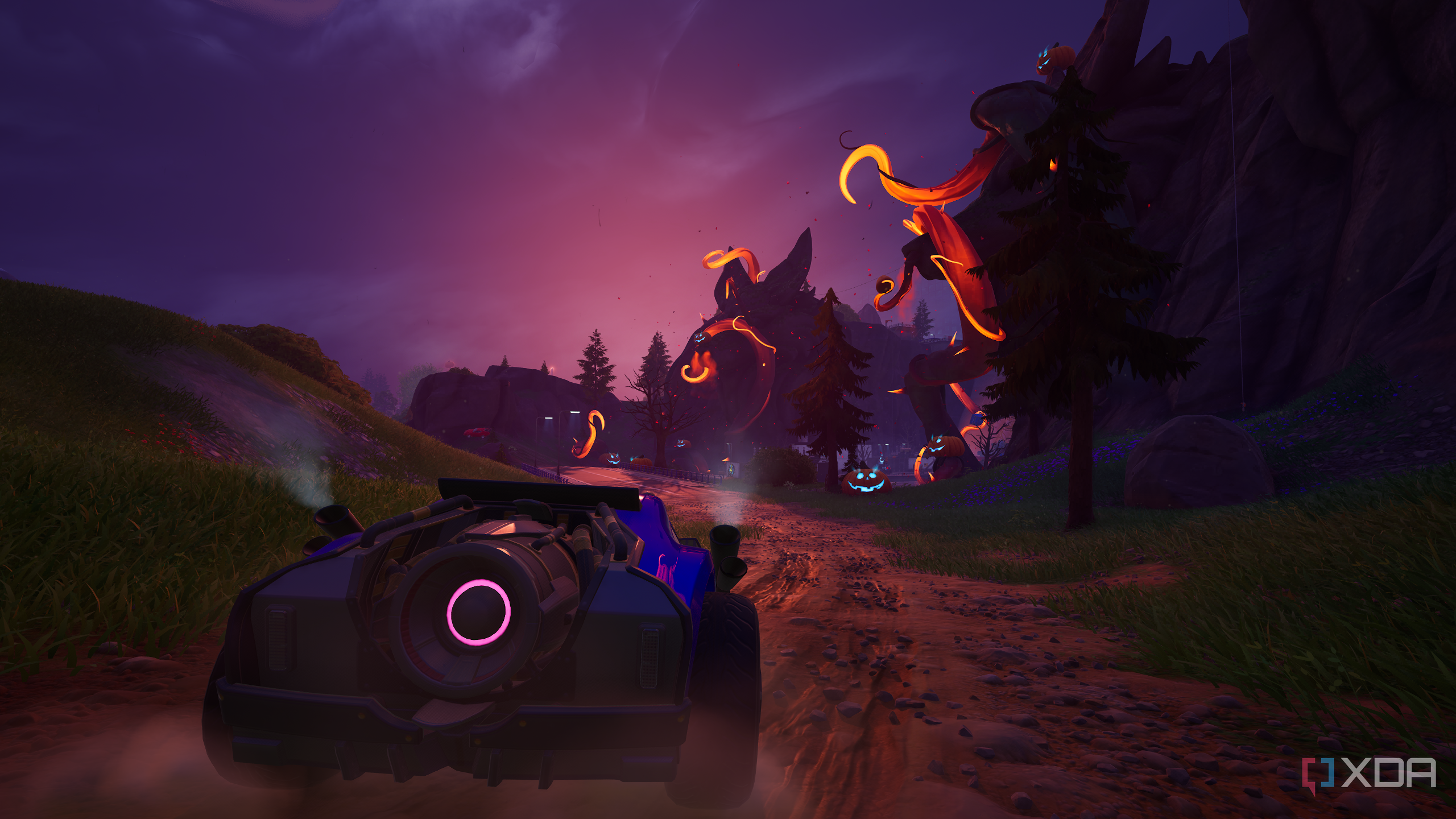 Driving to Gourdy Gates in Fortnitemares 2025.
