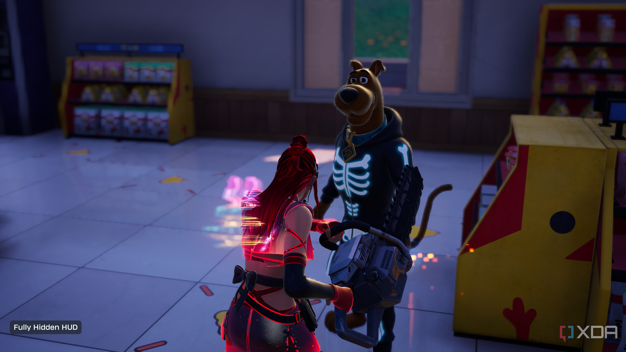 The player and Scooby-Doo interacting in Fortnitemares 2025.