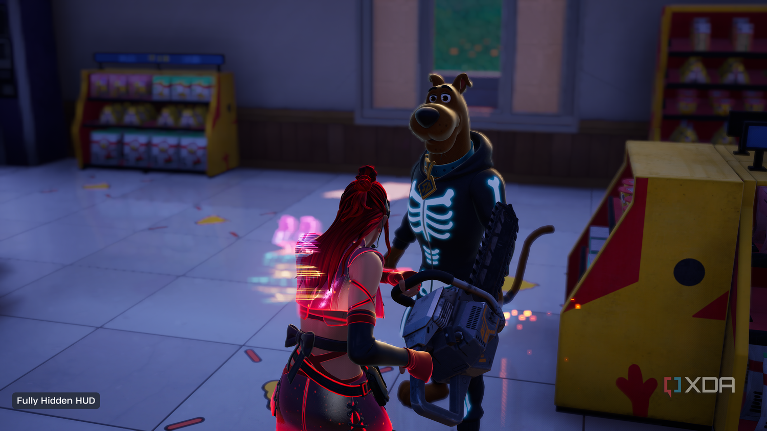 The player and Scooby-Doo interacting in Fortnitemares 2025.