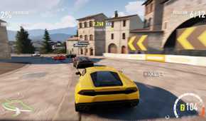 A yellow Lamborghini Huracan in Forza Horizon 2.