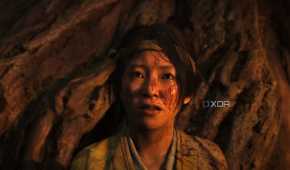 A young and bloodied Atsu in Ghost of Yotei.