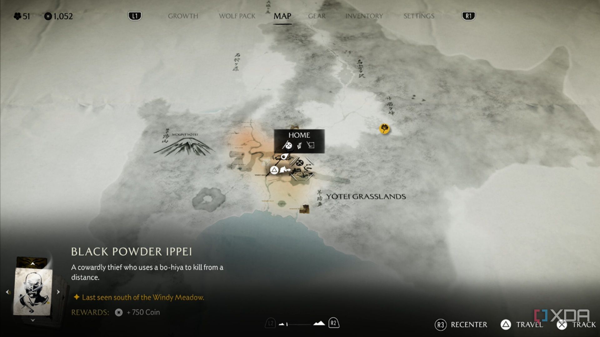A screenshot of the map in Ghost of Yotei