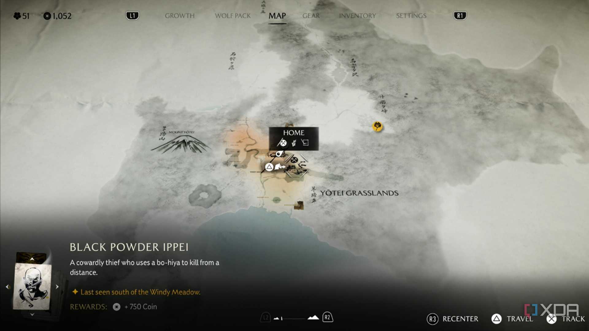 A screenshot of the map in Ghost of Yotei