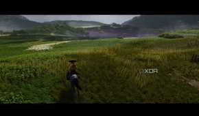 A screenshot of Atsu riding a horse in Ghost of Yotei