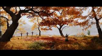 A screenshot of a cutscene from Ghost of Yotei