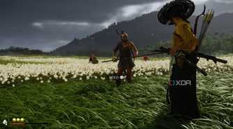 A screenshot of a duel in Ghost of Yotei