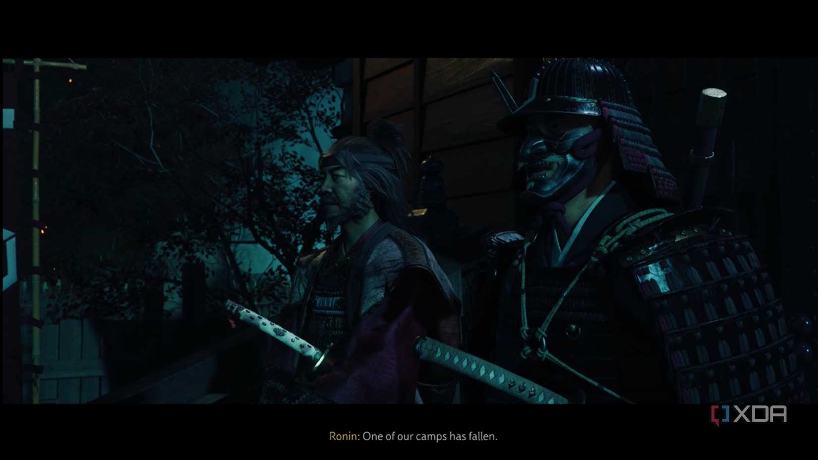 A screenshot of Lord Saito and his general in Ghost of Yotei