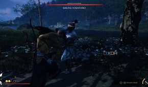 A screenshot of fighting a bounty in Ghost of Yotei
