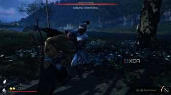 A screenshot of fighting a bounty in Ghost of Yotei