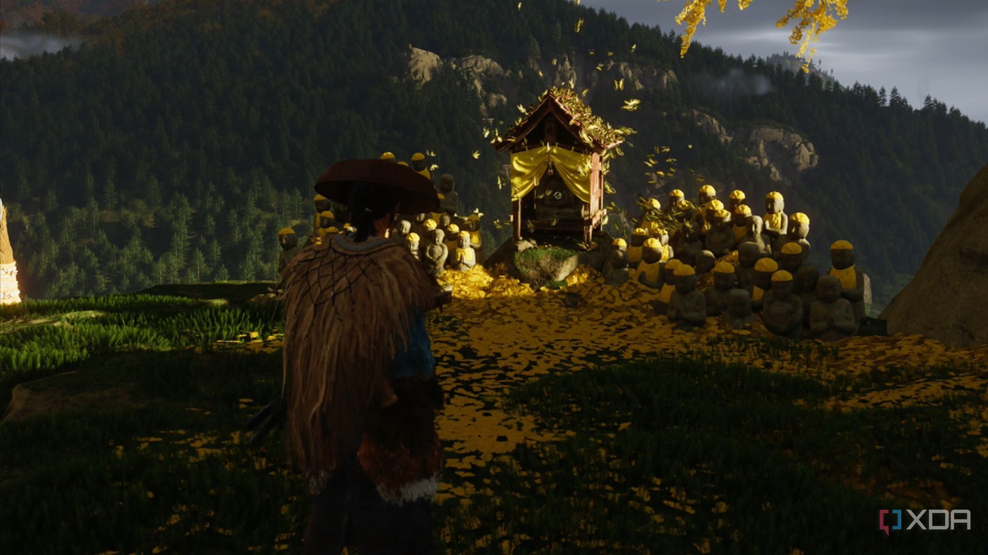 A screenshot of Atsu finding a shrine in Ghost of Yotei