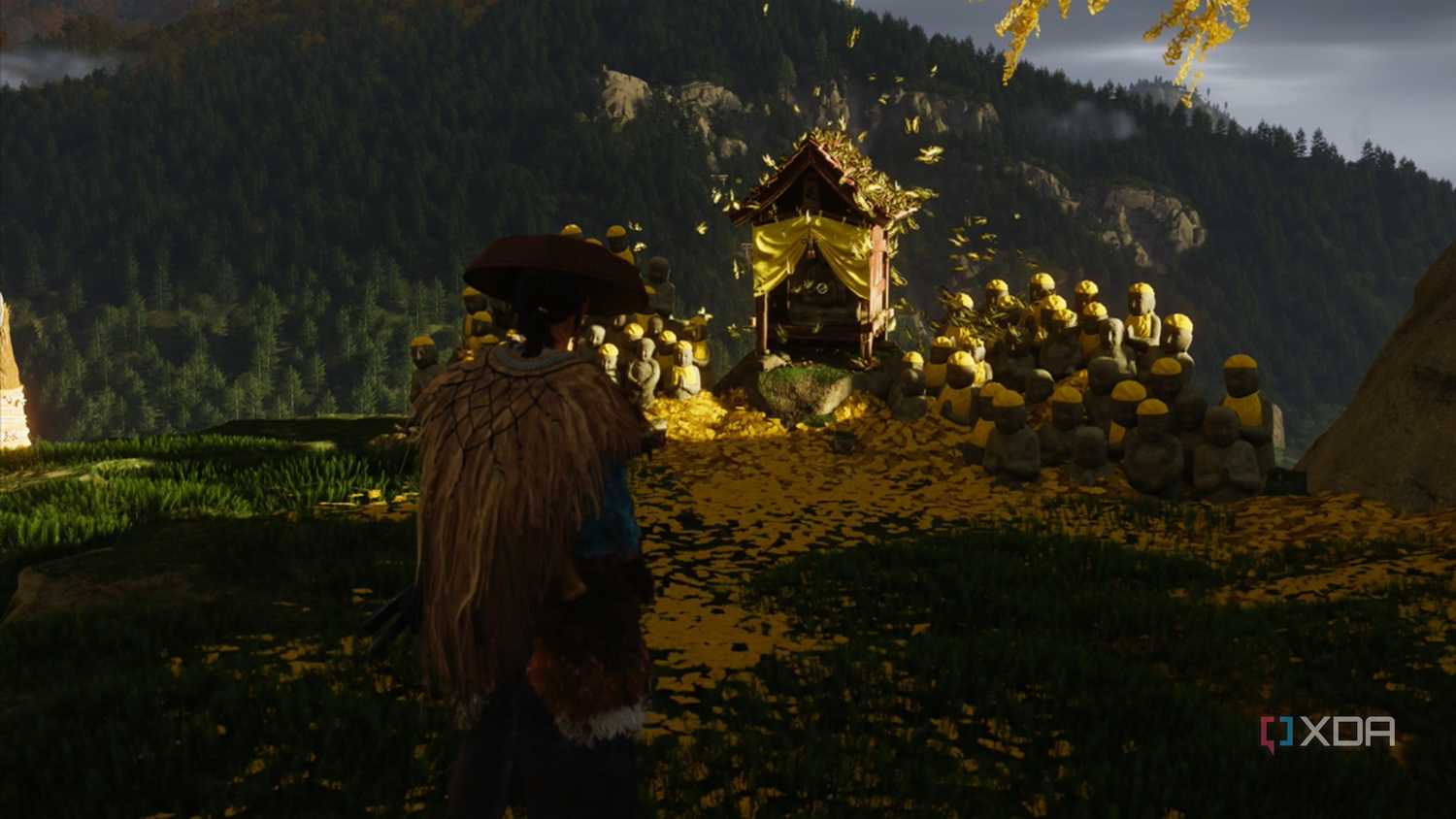 A screenshot of Atsu finding a shrine in Ghost of Yotei