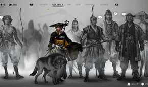 A screenshot of Atsu and her Wolf Pack in Ghost of Yotei