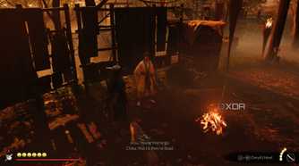 A screenshot of Atsu rescuing a prisoner in Ghost of Yotei