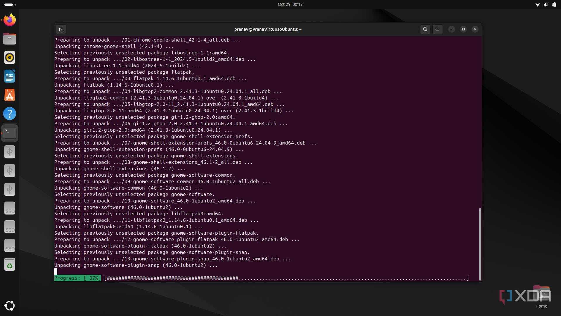 GNOME Tweaks and Extensions getting installed