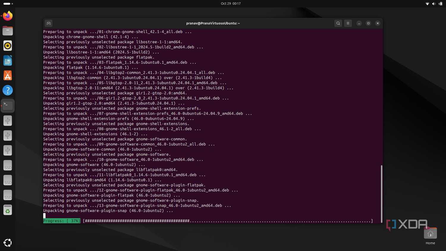 GNOME Tweaks and Extensions getting installed