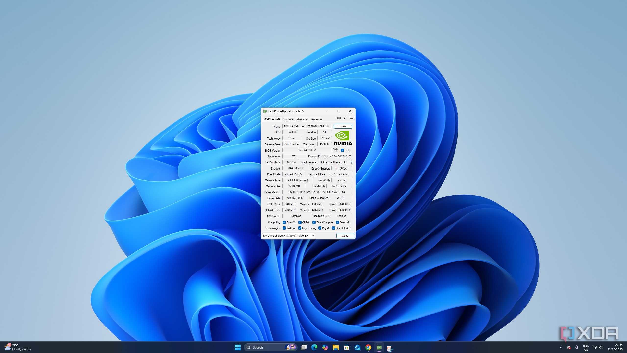 A screenshot of the GPU-Z utility.
