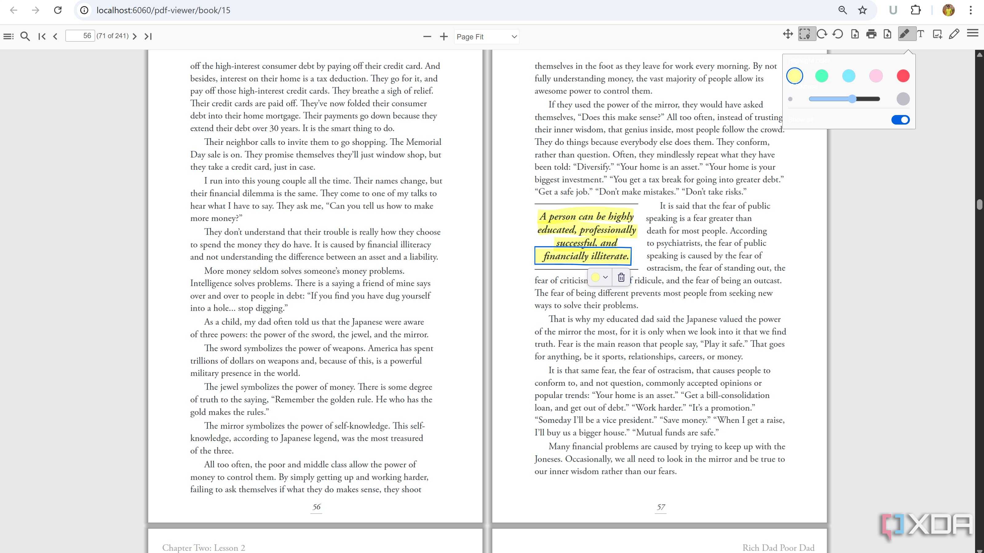 Highlight while reading BookLore