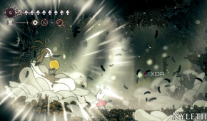Starting the Nyleth boss fight in Silksong