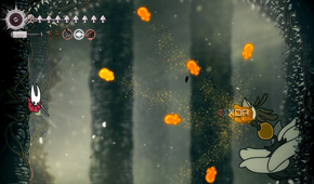 Nyleth shooting pollen projectiles at hornet