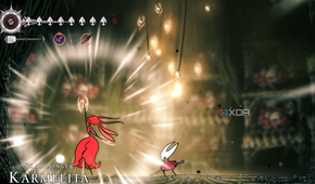 Starting a boss battle with Skarrsinger Karmelita