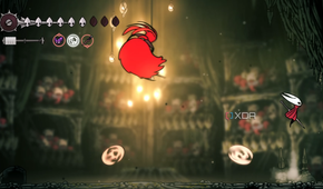 Dodging projectiles thrown by Skarrsinger Karmelita