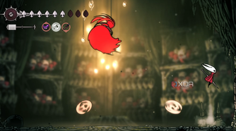 Dodging projectiles thrown by Skarrsinger Karmelita