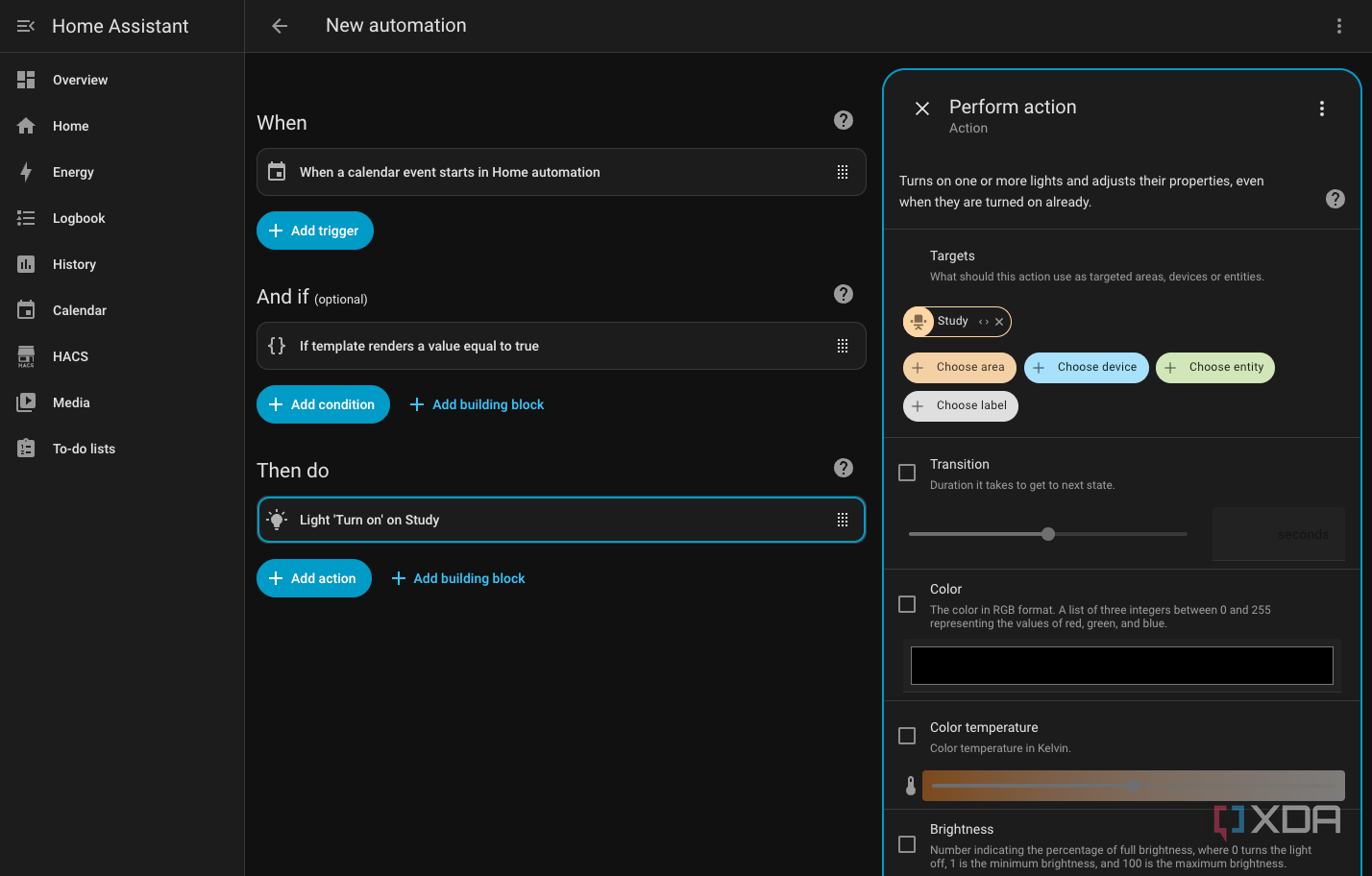 home assistant google calendar blueprint perform action