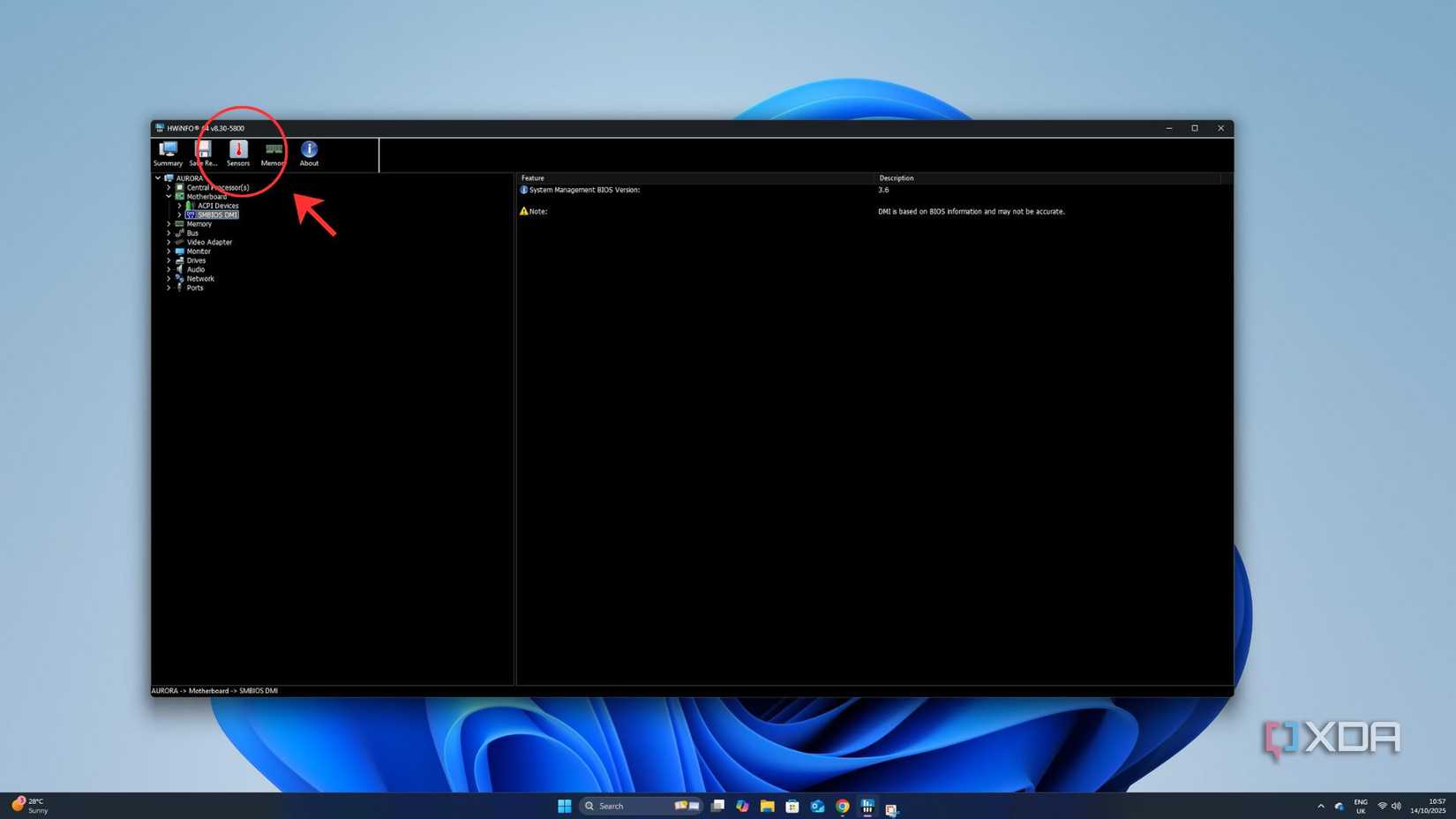 A screenshot of the HWiNFO application running on a Windows 11 PC, highlighting the sensors tab.