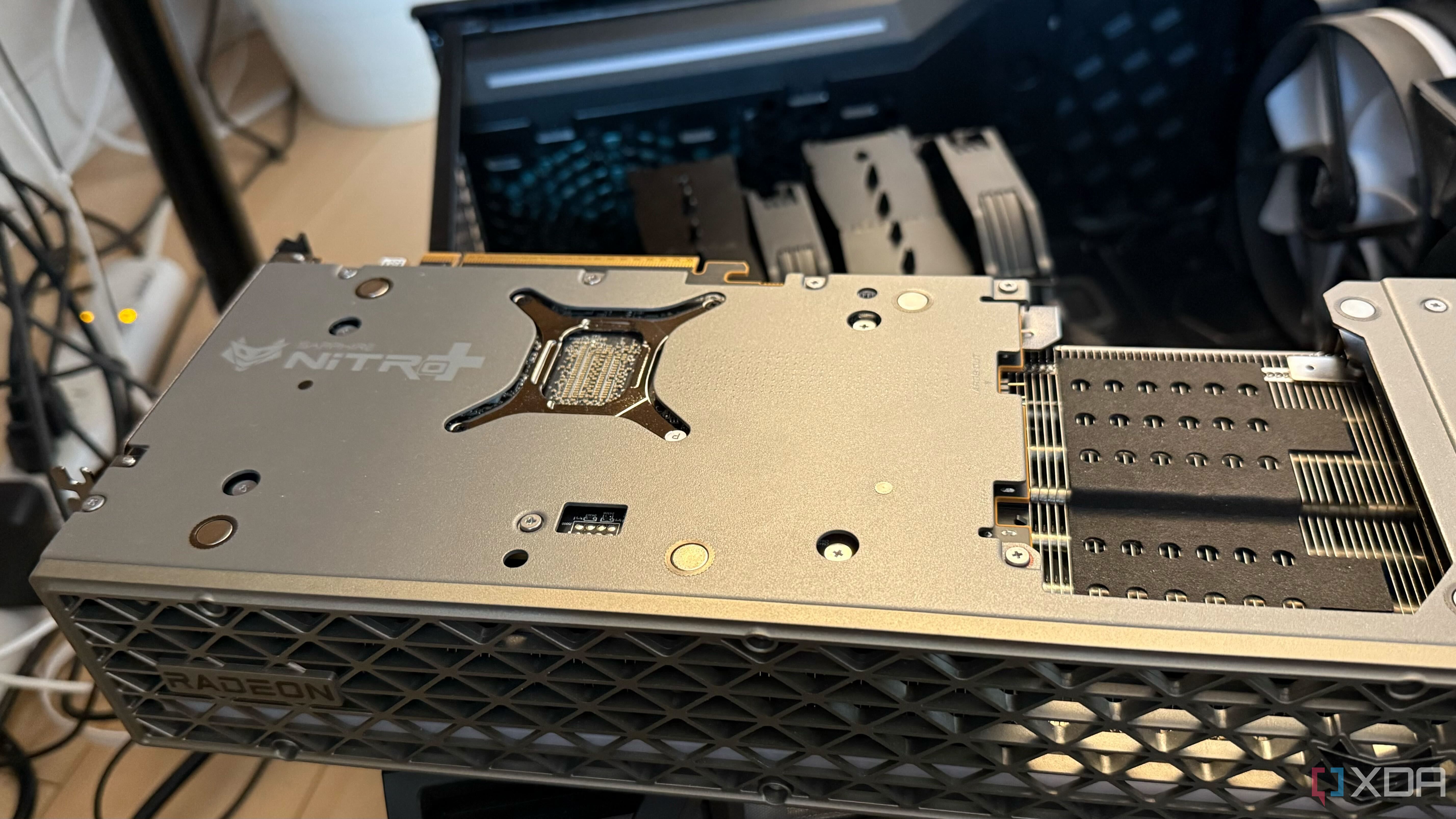 A photo of an RX 9070 XT with the backplate removed