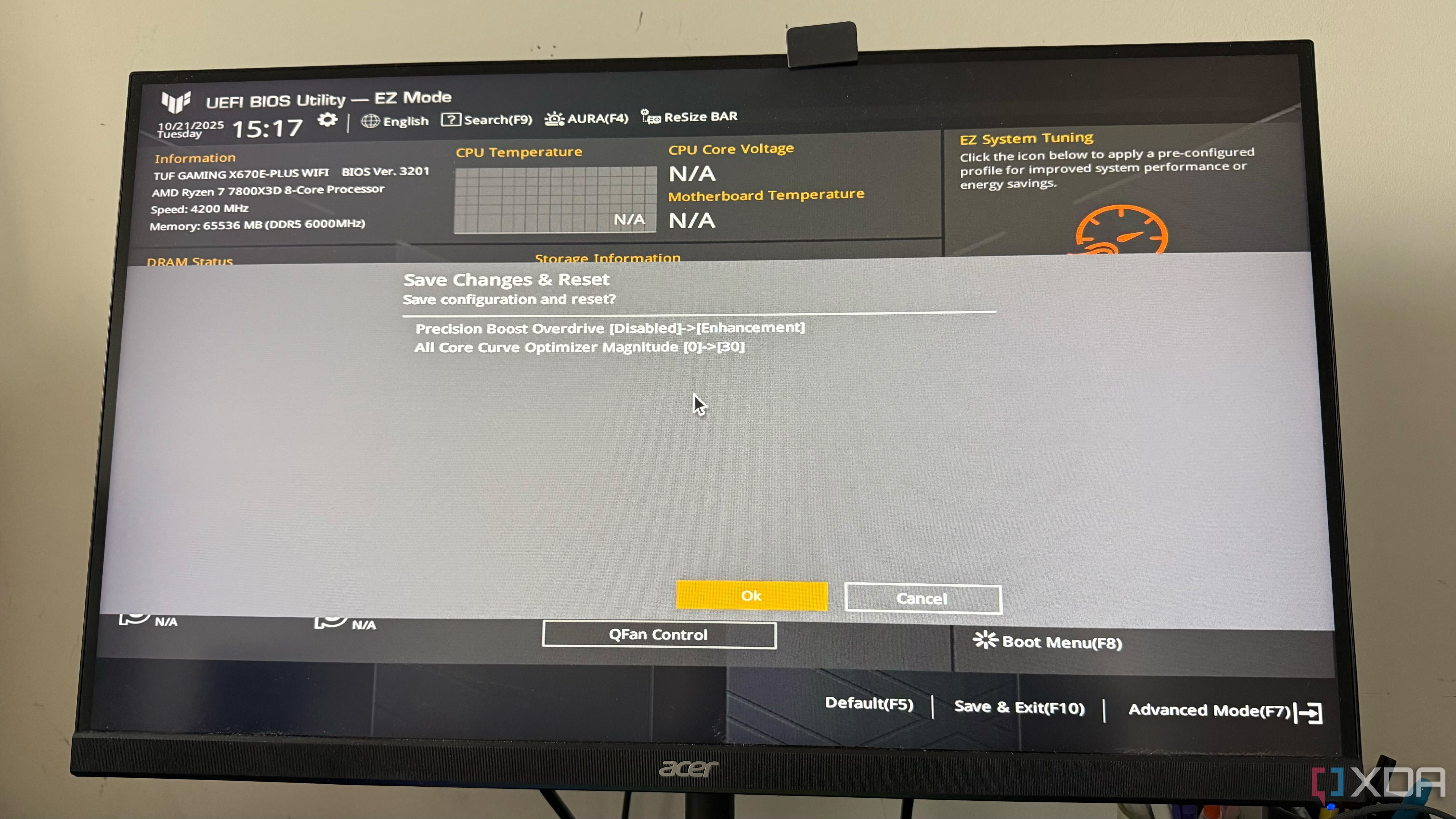 A photo of a BIOS screen 