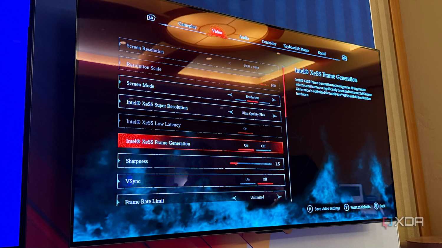 An image from Intel's XeSS 3 frame generation demo.