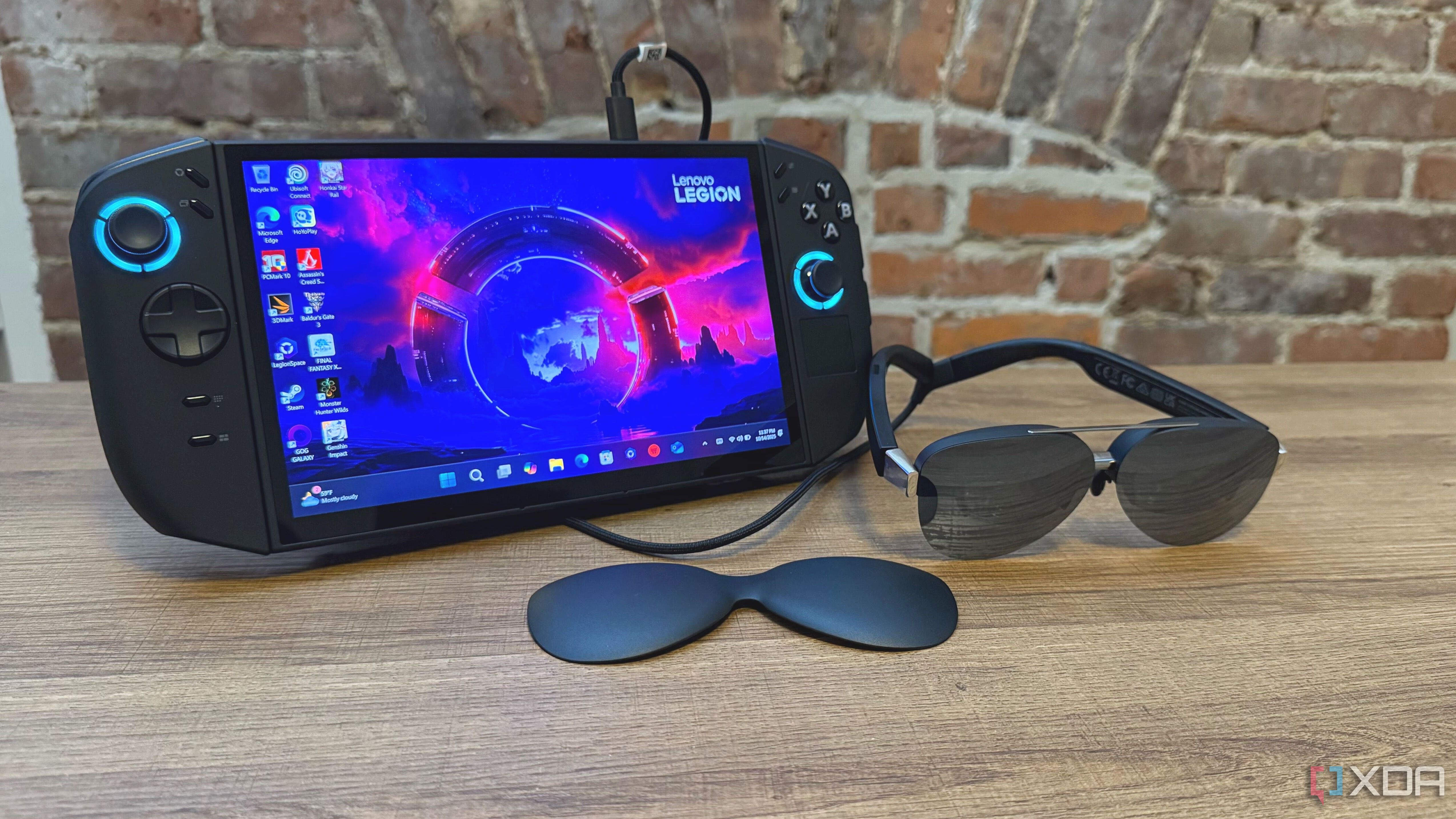 Lenovo Legion Glasses Gen 2 alongside the Legion Go 2 handheld gaming PC.