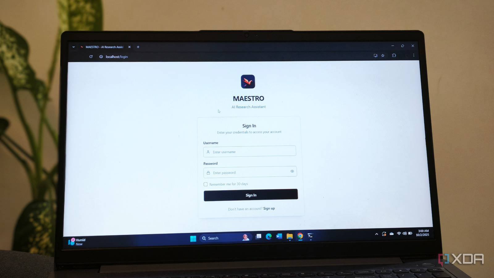 maestro on a Windows laptop
