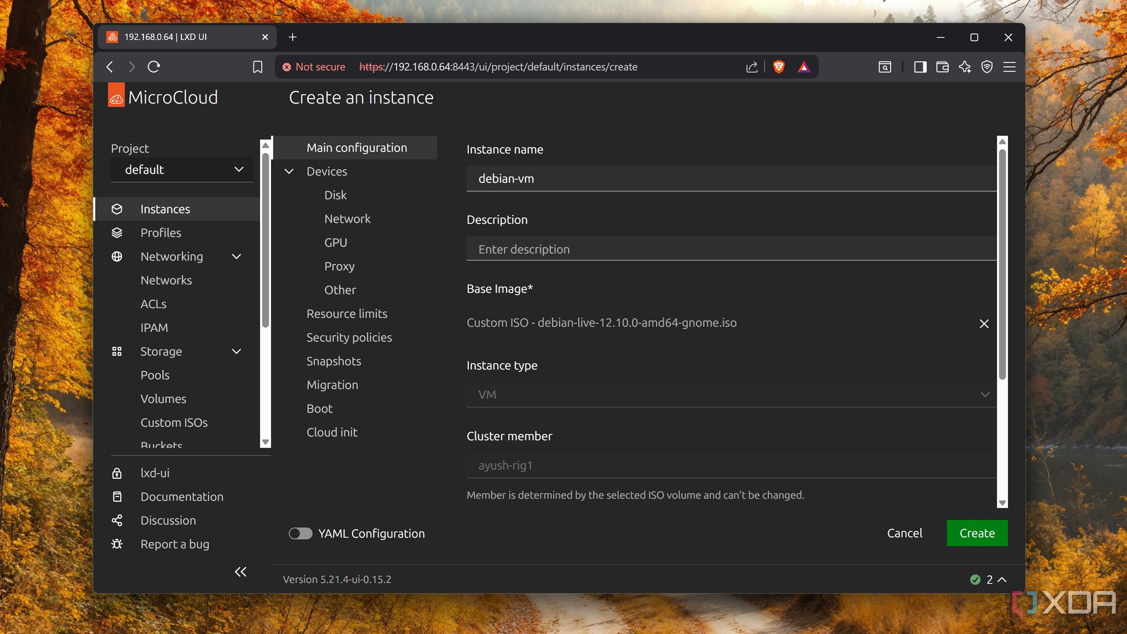 Creating an instance on MicroCloud