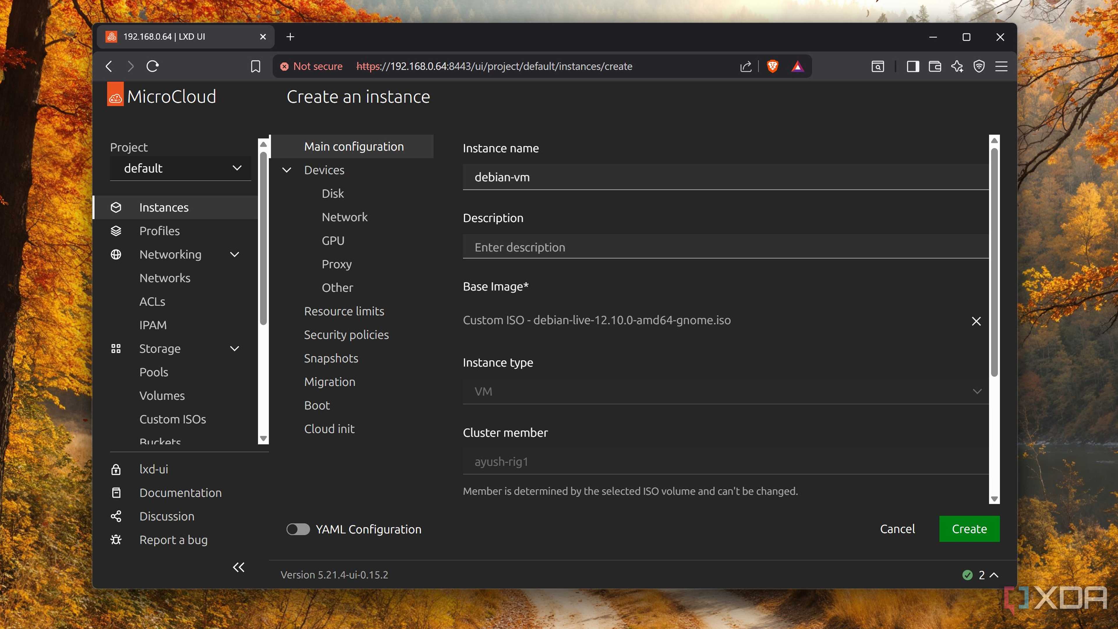Creating an instance on MicroCloud