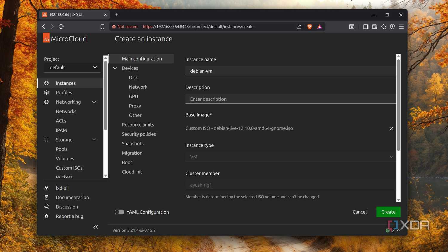 Creating an instance on MicroCloud