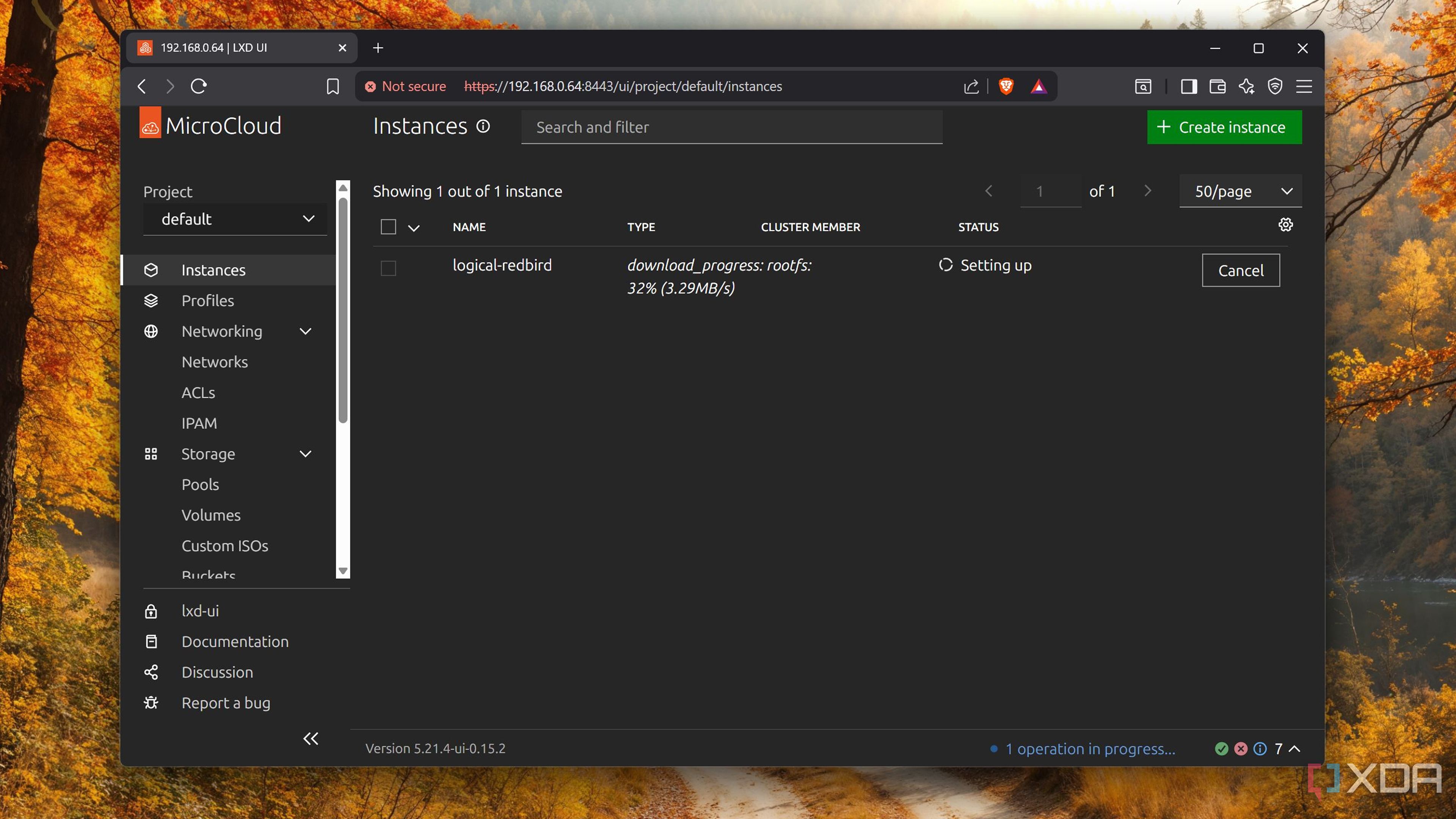Viewing an instance on MicroCloud