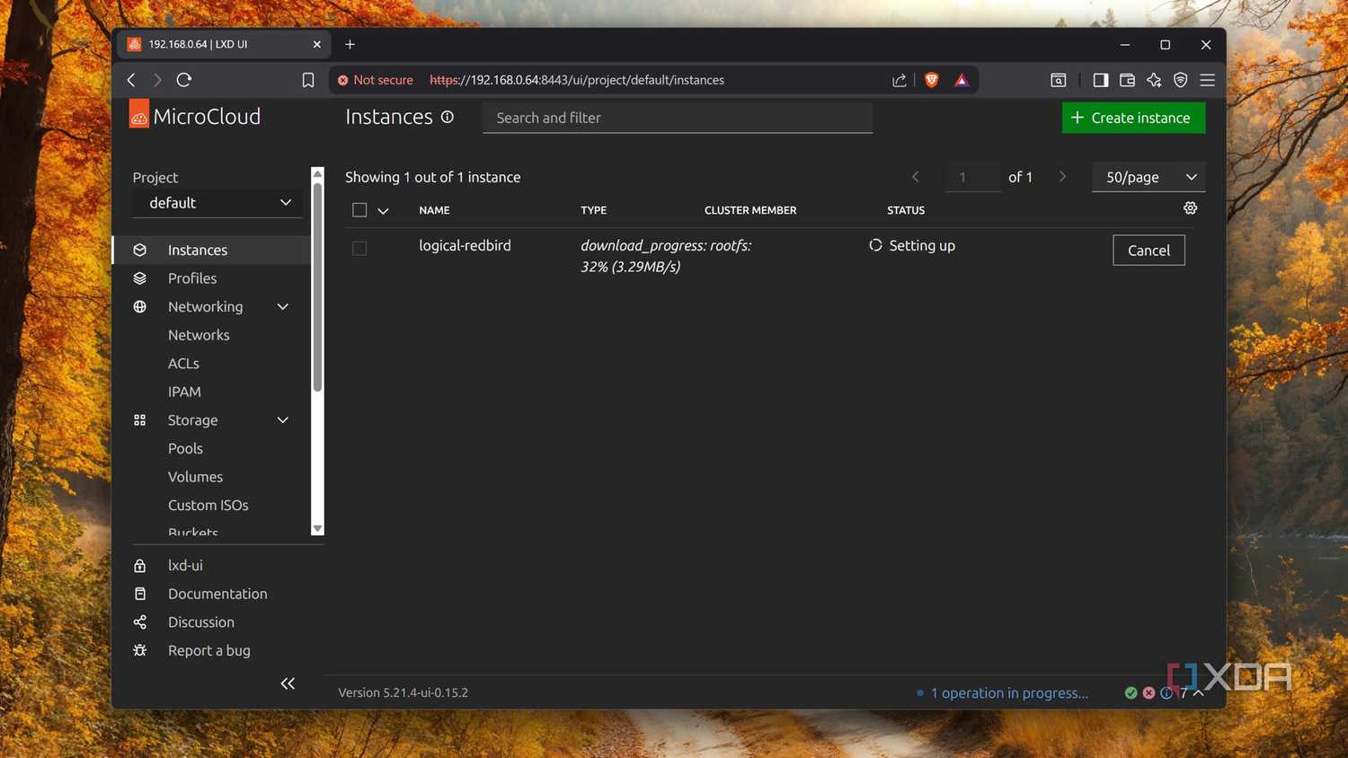 Viewing an instance on MicroCloud