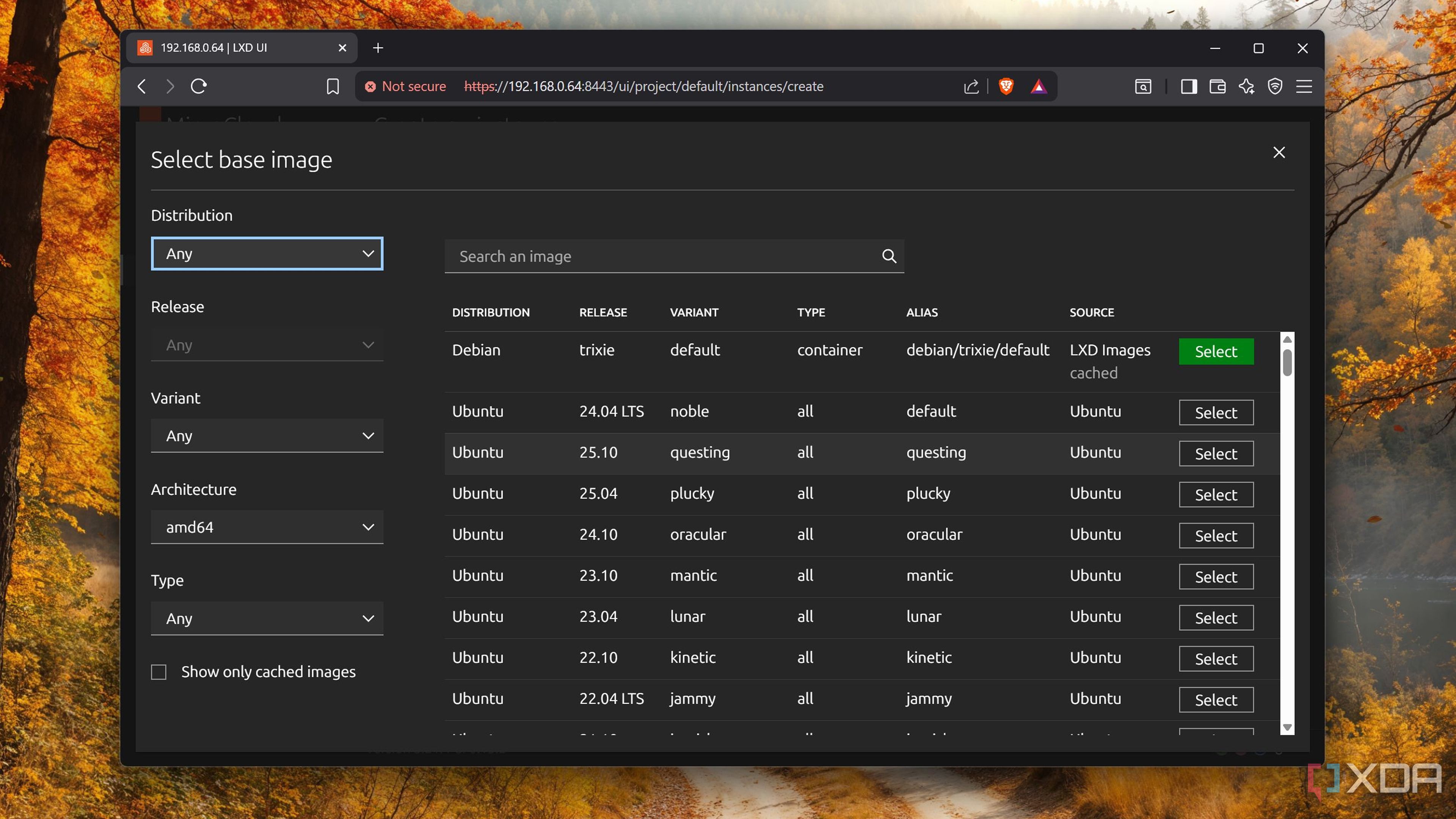 Selecting the base image in MicroCloud