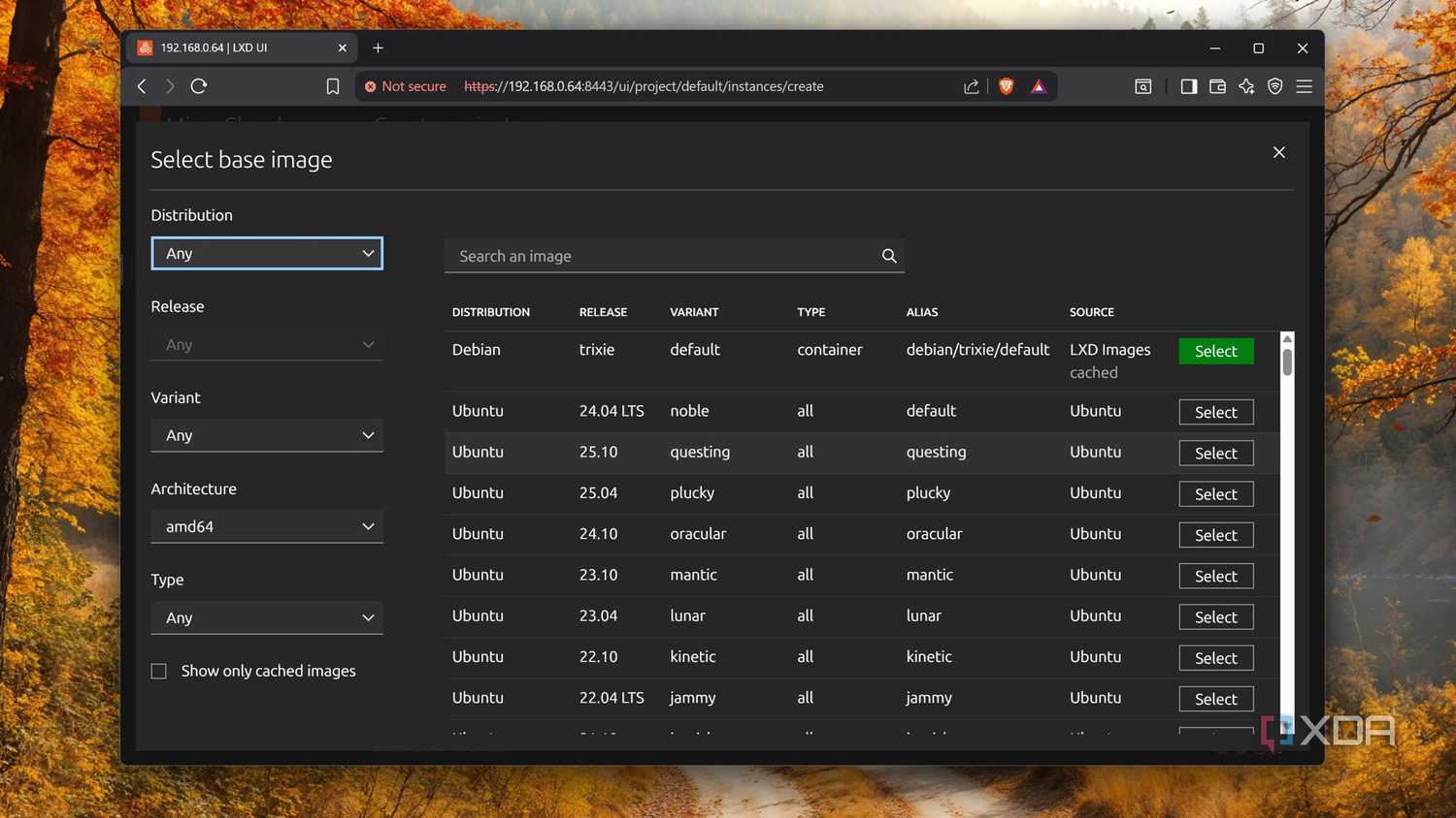 Selecting the base image in MicroCloud