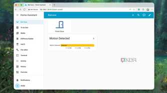 The Motion. Detection card on Home Assistant's dashboard